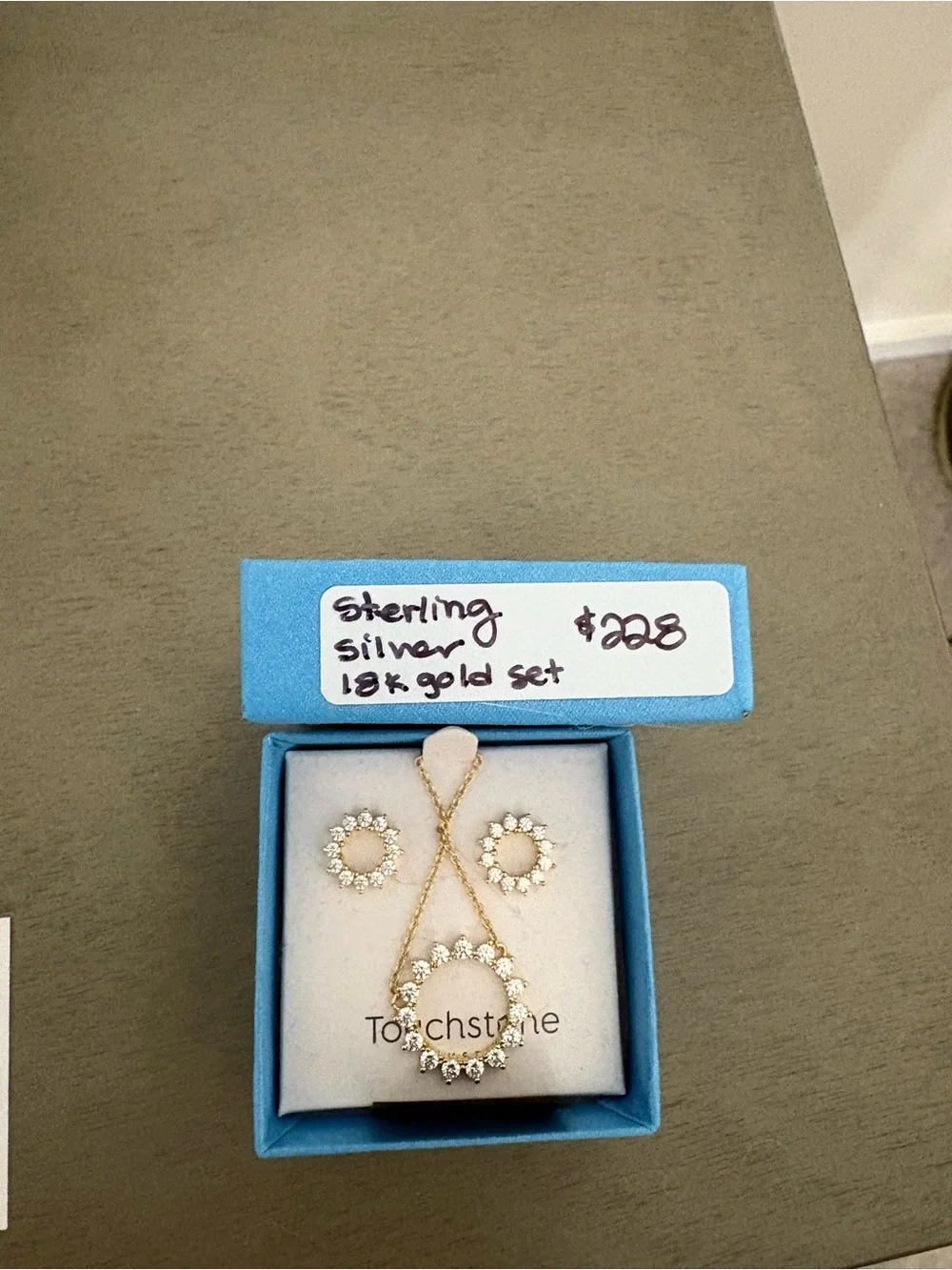 Touchstone Crystal Zirconia Circle  Necklace & Earrings Set